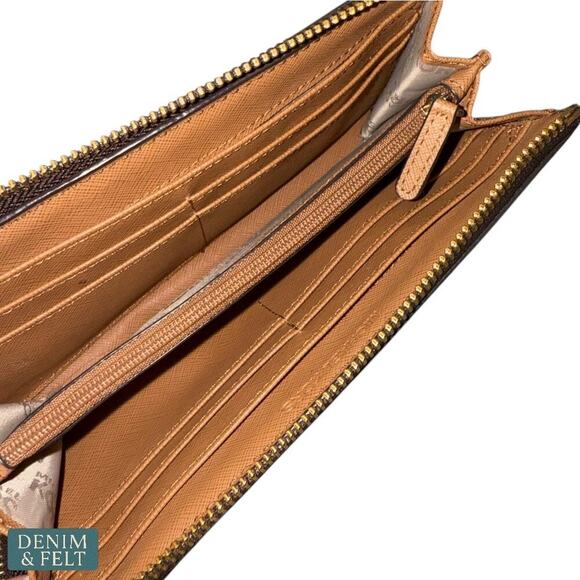 Michael Kors Jet Set Travel Large Logo Zip Long Wallet in Brown Vanilla MK Print - Picture 7 of 9